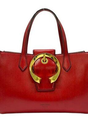 JIMMY CHOO Madeline Red Leather Tote Bag